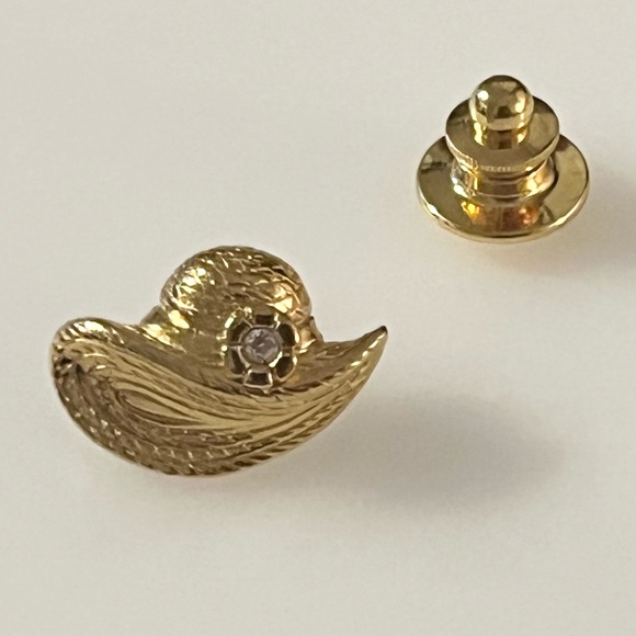 Avon Gold Tone Rhinestone Miniature Hat Pin Brooch Tie Tack - Picture 11 of 15
